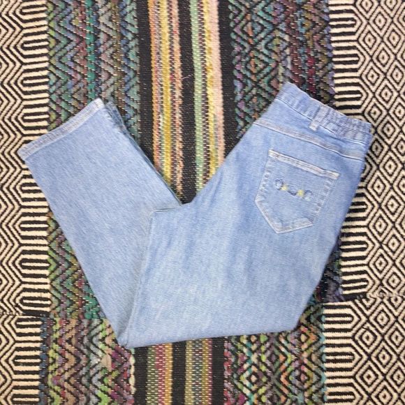 Vintage  Women Sag Harbor Sport 10 Petite Cropped Blue Jeans with White Stripes - Picture 1 of 13
